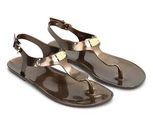 Michael Kors MK Plate Jelly Thong Sandals Bronze